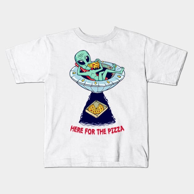 Here For The Pizza Kids T-Shirt by Three Meat Curry